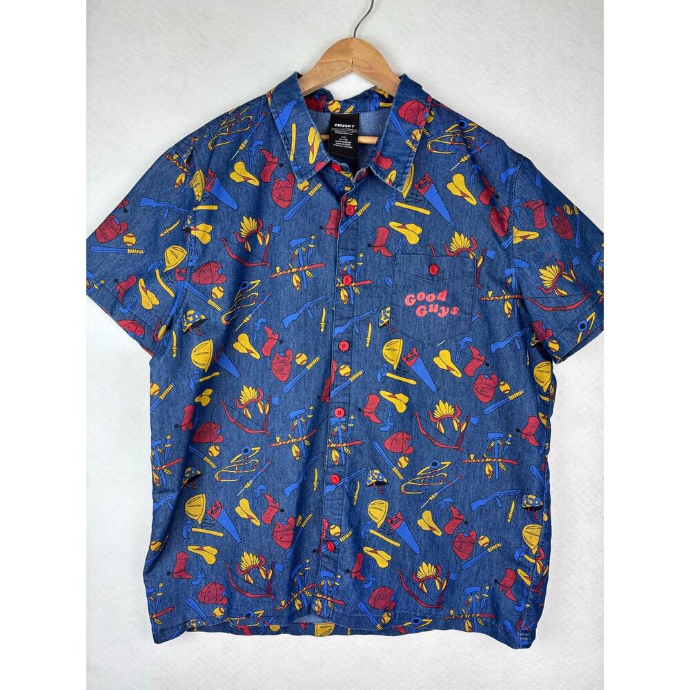 Chucky Good Guys Button Front Shirt XL Horror Halloween Short Sleeve